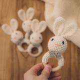 Beige Bunny Crochet Rattle