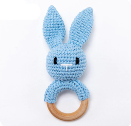 Blue Bunny Crochet Baby Rattle